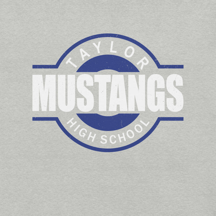 Close-up view of Taylor High School Mustangs Grey Premium Unisex T-shirt 011