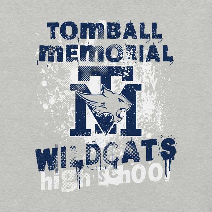 Close-up view of Tomball Memorial High School Wildcats Grey Premium Unisex T-shirt 205