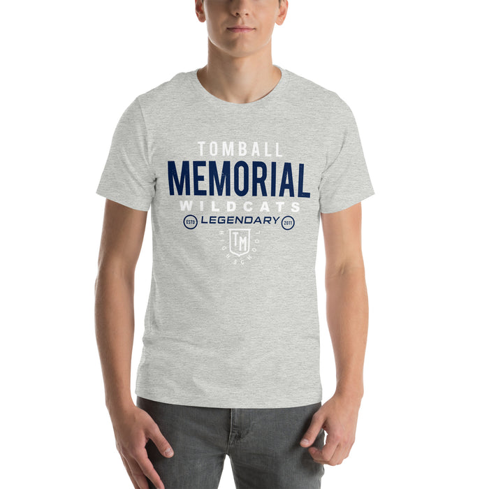 Man wearing Tomball Memorial High School Wildcats Grey Premium Unisex T-shirt 003