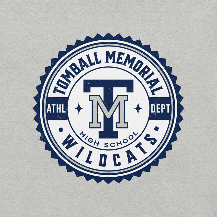 Close-up view of Tomball Memorial High School Wildcats Grey Premium Unisex T-shirt 203