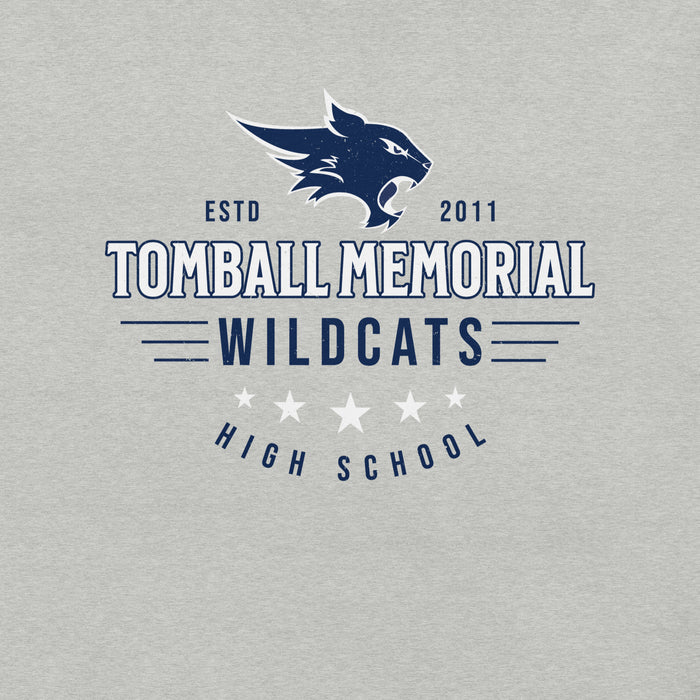 Close-up view of Tomball Memorial High School Wildcats Grey Premium Unisex T-shirt 217