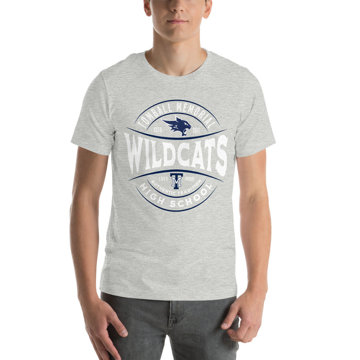 Man wearing Tomball Memorial High School Wildcats Grey Premium Unisex T-shirt 218