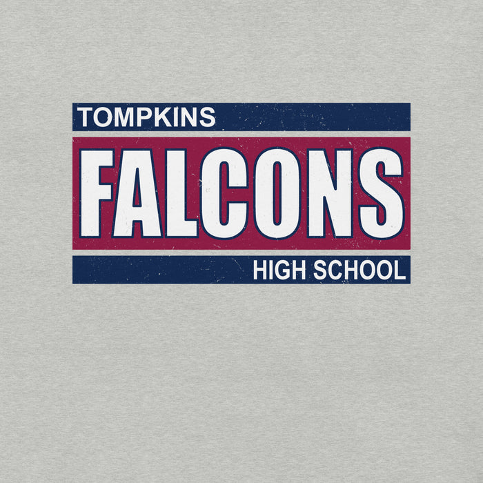 Close-up view of Tompkins High School Falcons Grey Premium Unisex T-shirt 098