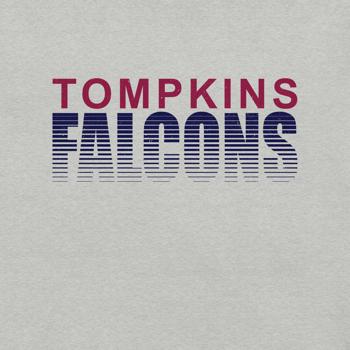 Close-up view of Tompkins High School Falcons Grey Premium Unisex T-shirt 024