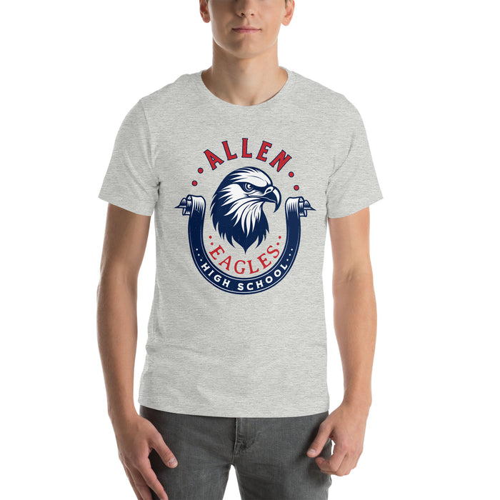 Man wearing Allen High School Eagles Premium Grey Unisex T-shirt 216