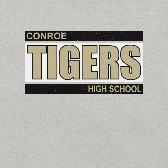 Close-up view of Conroe High School Tigers Athletic Heather Premium Unisex T-shirt 098