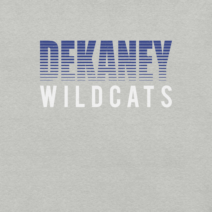 Close-up view of Dekaney High School Wildcats Heather Grey Premium Unisex T-shirt 024
