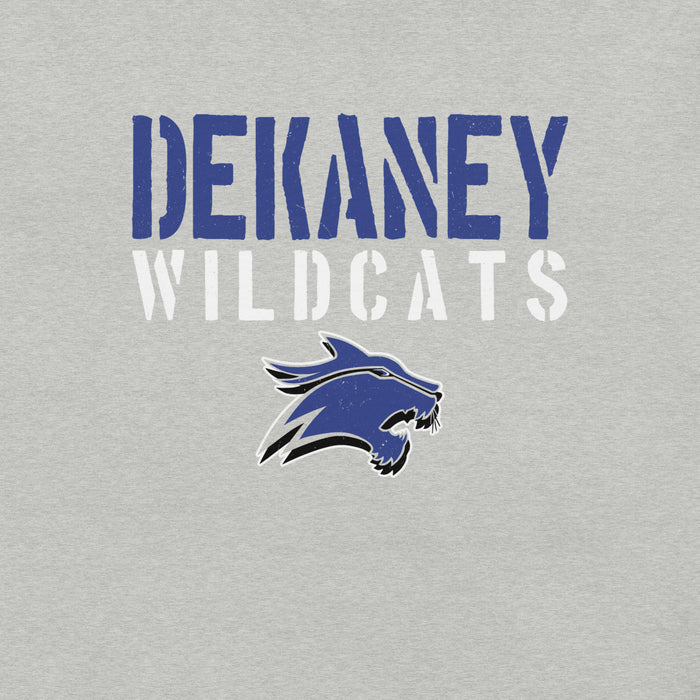 Close-up view of Dekaney High School Wildcats Heather Grey Premium Unisex T-shirt 017