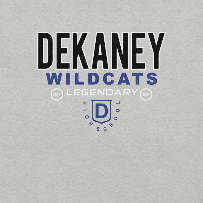Close-up view of Dekaney High School Wildcats Heather Grey Premium Unisex T-shirt 003
