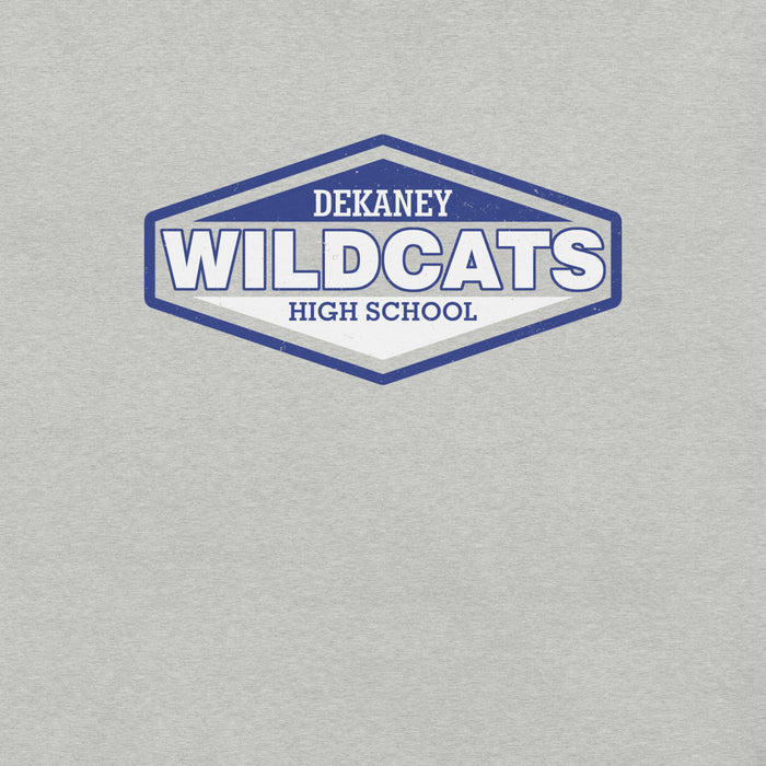 Close-up view of Dekaney High School Wildcats Heather Grey Premium Unisex T-shirt 009