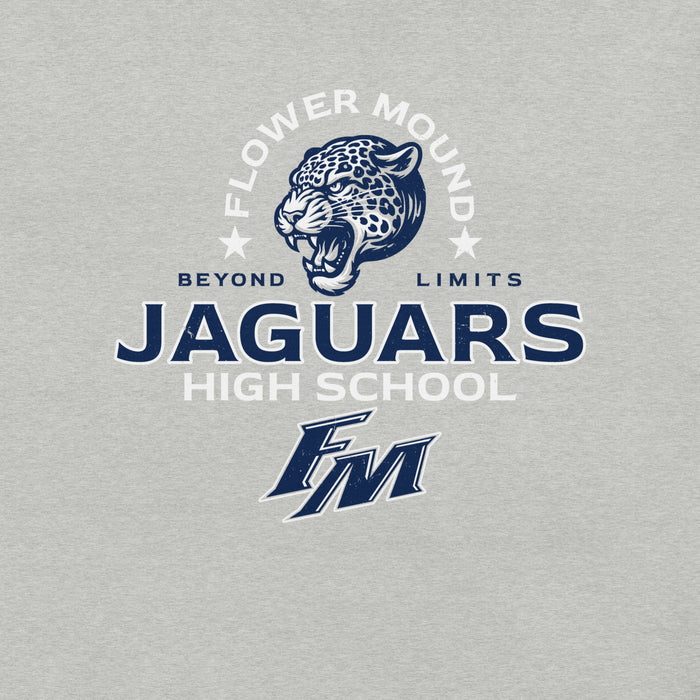 Close-up view of Flower Mound High School Jaguars Athletic Grey Premium T-shirt 222