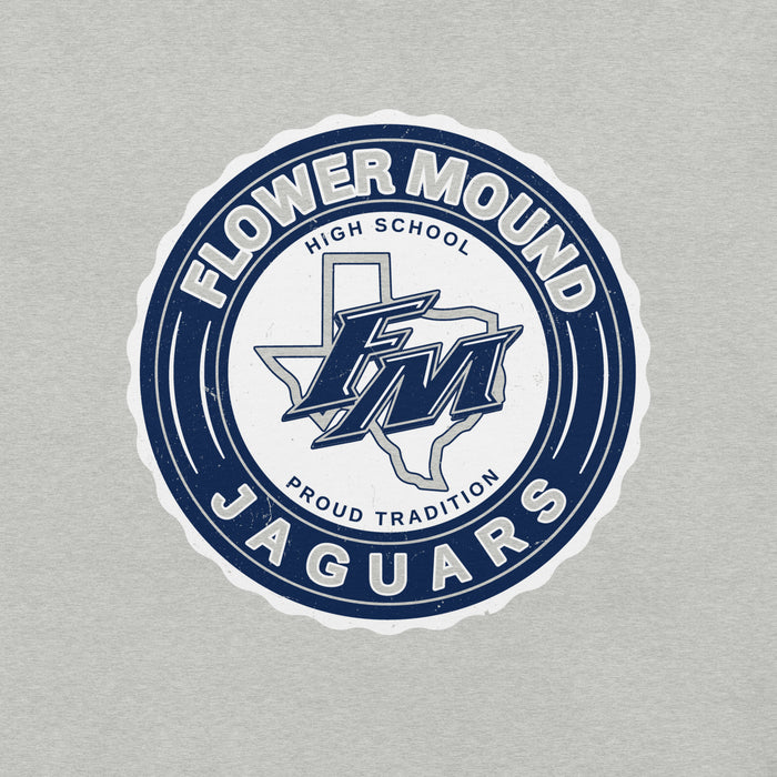 Close-up view of Flower Mound High School Jaguars Athletic Grey Premium T-shirt 216
