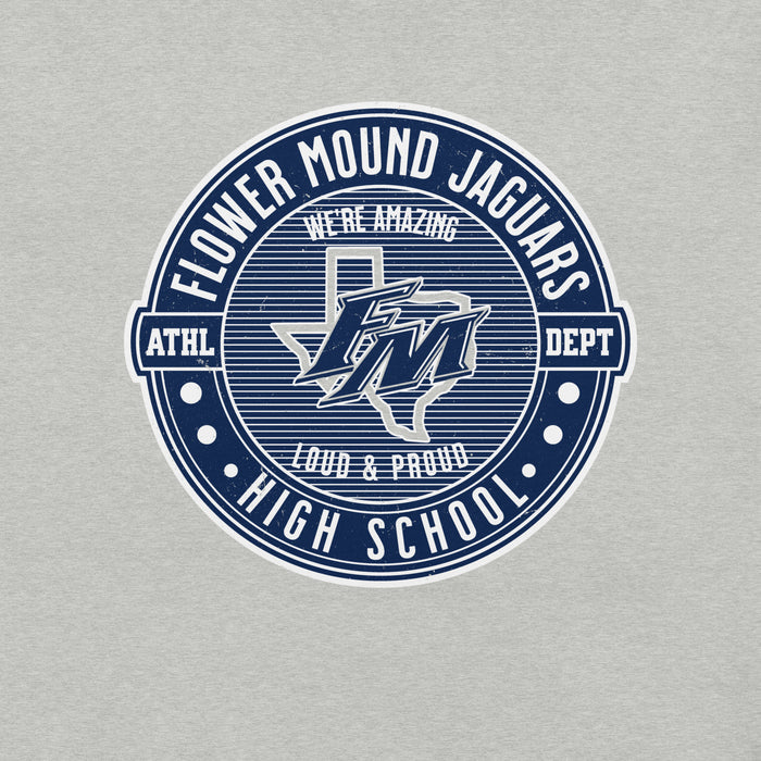 Close-up view of Flower Mound High School Jaguars Athletic Grey Premium T-shirt 224