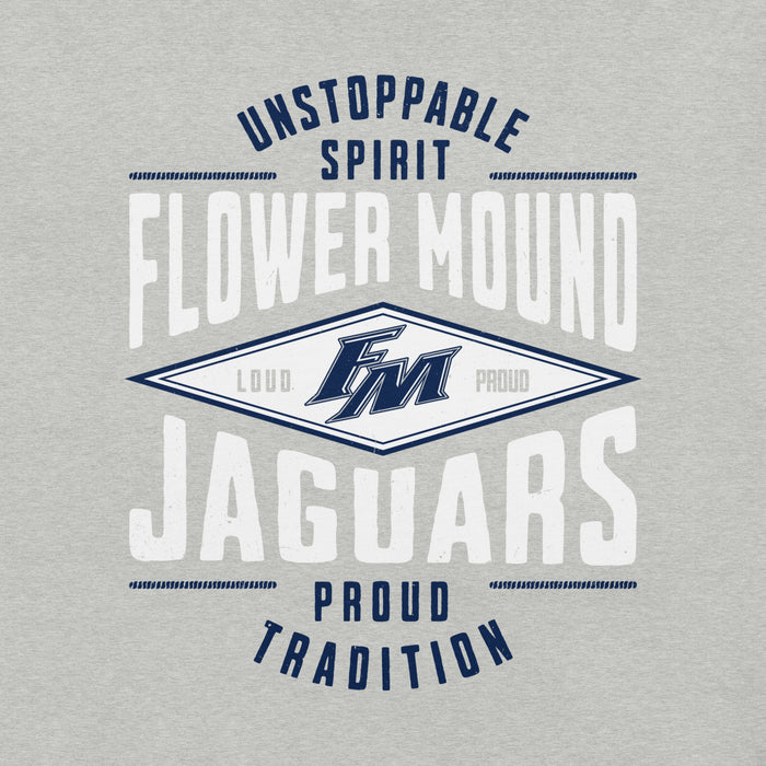 Close-up view of Flower Mound High School Jaguars Athletic Grey Premium T-shirt 210