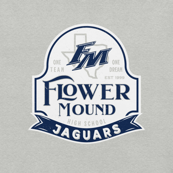 Close-up view of Flower Mound High School Jaguars Athletic Grey Premium T-shirt 219