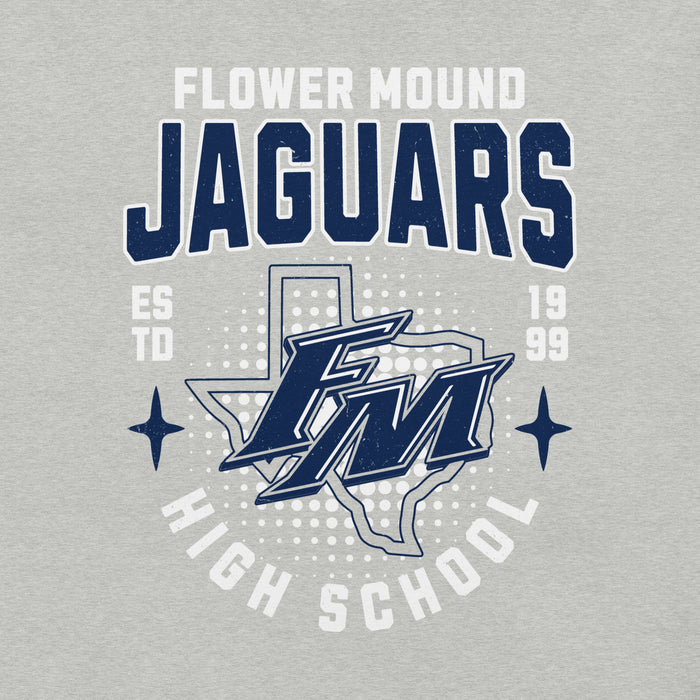 Close-up view of Flower Mound High School Jaguars Athletic Grey Premium T-shirt 204