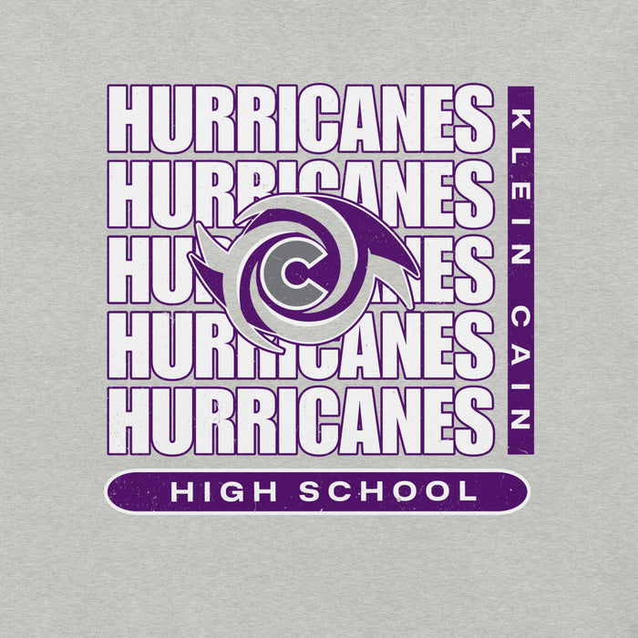 Close-up view of Klein Cain High School Hurricanes Heather Grey Premium Unisex T-shirt 235