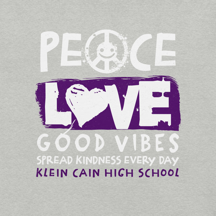 Close-up view of Klein Cain High School Hurricanes Heather Grey Premium Unisex T-shirt 240