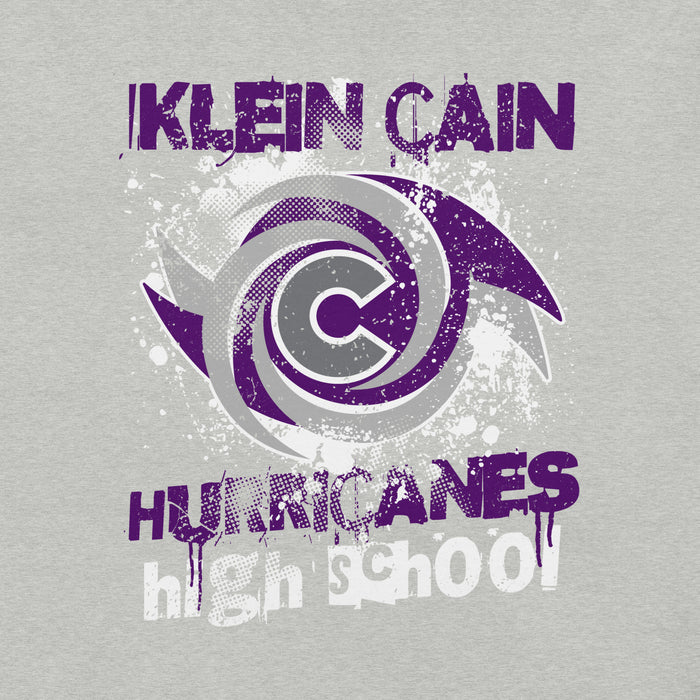 Close-up view of Klein Cain High School Hurricanes Heather Grey Premium Unisex T-shirt 205