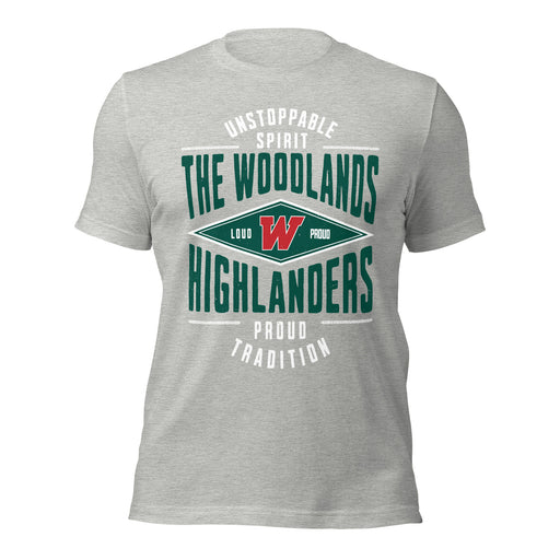 The Woodlands High School Highlanders Athletic Heather Premium Unisex T-shirt 210