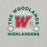 Close-up view of The Woodlands High School Highlanders Athletic Heather Premium Unisex T-shirt 208