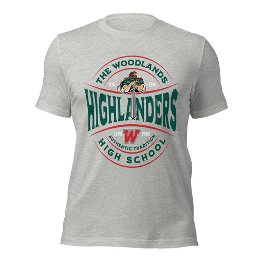 The Woodlands High School Highlanders Athletic Heather Premium Unisex T-shirt 218