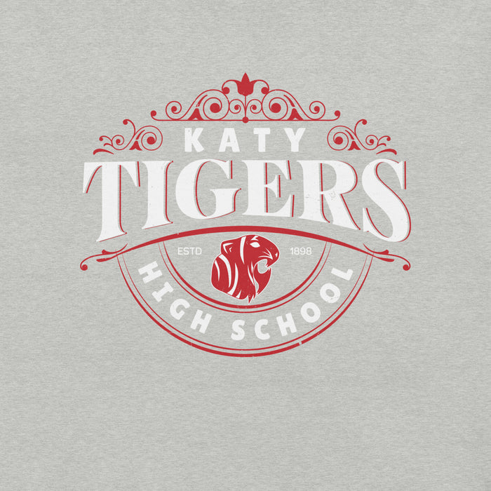 Close-up view of Katy High School Tigers Athletic Heather Grey Premium Unisex T-shirt 211