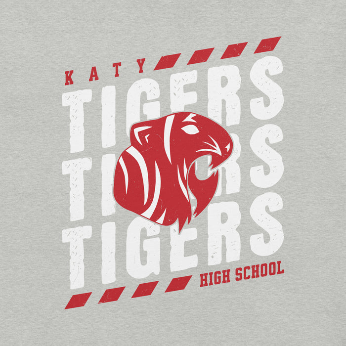 Close-up view of Katy High School Tigers Athletic Heather Grey Premium Unisex T-shirt 223
