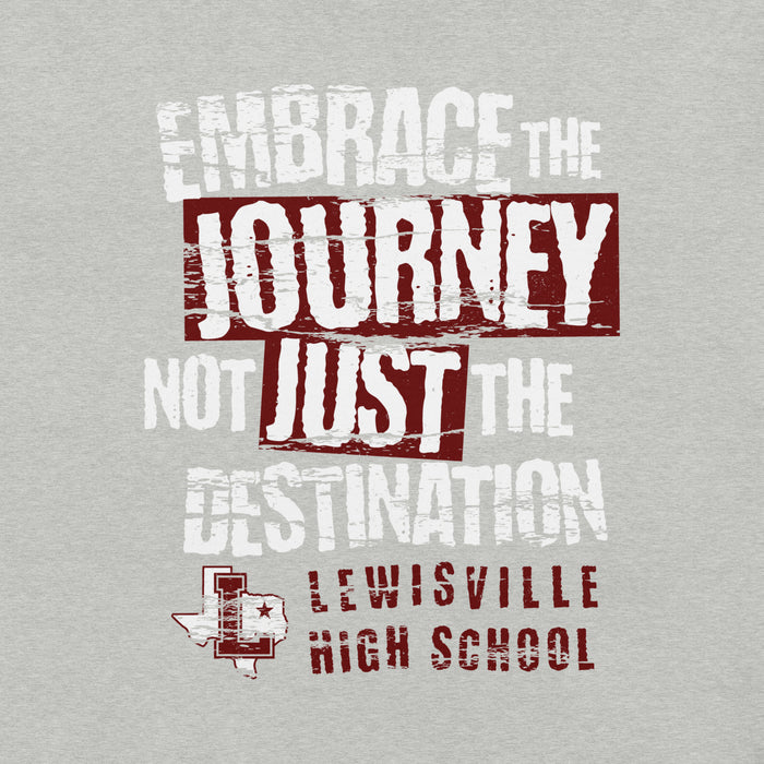 Close-up view of Lewisville High School Farmers Grey Premium Unisex T-shirt 232
