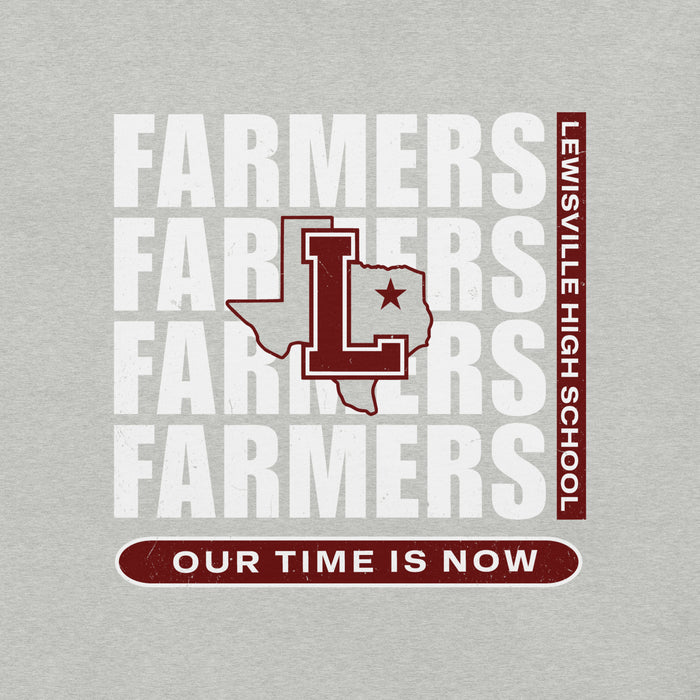 Close-up view of Lewisville High School Farmers Grey Premium Unisex T-shirt 235
