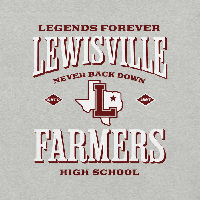 Close-up view of Lewisville High School Farmers Grey Premium Unisex T-shirt 230