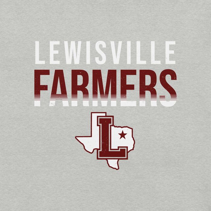 Close-up view of Lewisville High School Farmers Grey Premium Unisex T-shirt 024