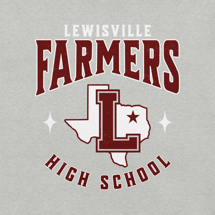 Close-up view of Lewisville High School Farmers Grey Premium Unisex T-shirt 213