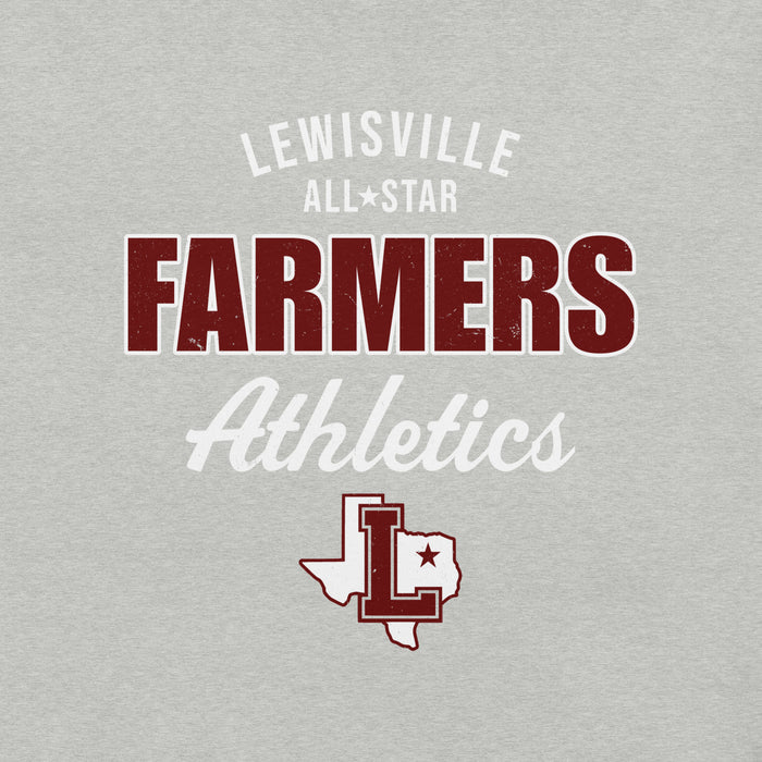 Close-up view of Lewisville High School Farmers Grey Premium Unisex T-shirt 034