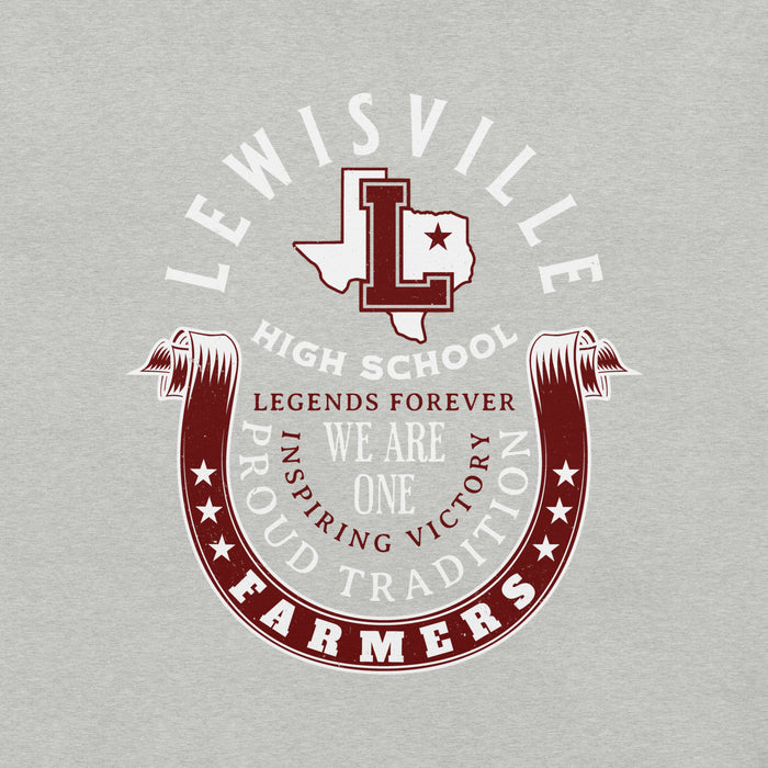 Close-up view of Lewisville High School Farmers Grey Premium Unisex T-shirt 229