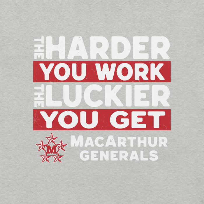 Close-up view of MacArthur High School Generals Grey Premium Unisex T-shirt 238