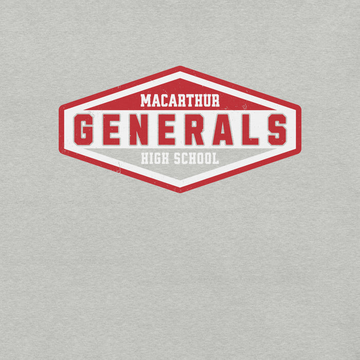 Close-up view of MacArthur High School Generals Grey Premium Unisex T-shirt 009