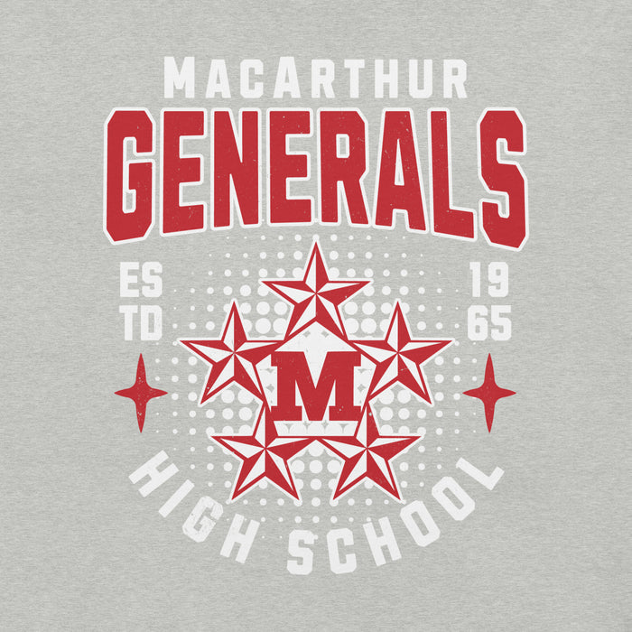 Close-up view of MacArthur High School Generals Grey Premium Unisex T-shirt 204
