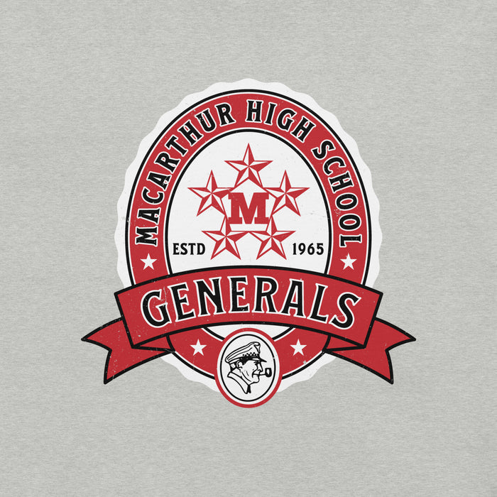Close-up view of MacArthur High School Generals Grey Premium Unisex T-shirt 212