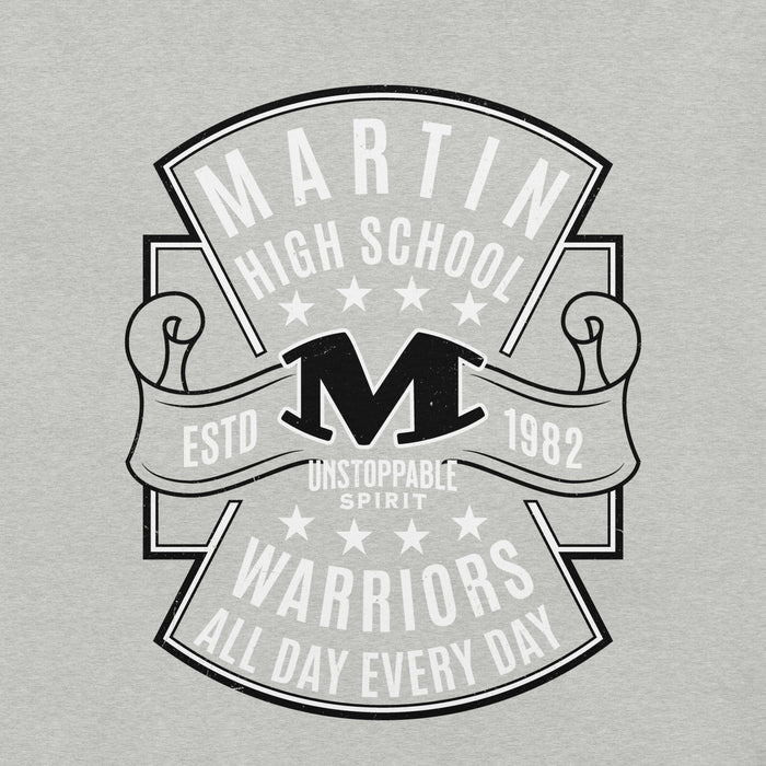 Close-up view of Martin High School Warriors Grey Premium Unisex T-shirt 207