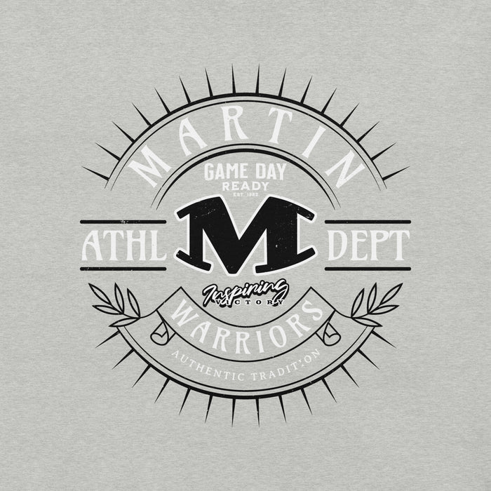 Close-up view of Martin High School Warriors Grey Premium Unisex T-shirt 201