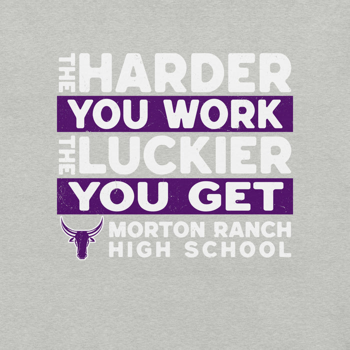 Close-up view of Morton Ranch High School Mavericks Premium Grey Unisex T-shirt 238