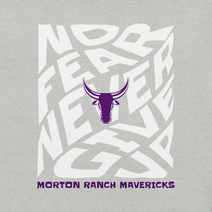 Close-up view of Morton Ranch High School Mavericks Premium Grey Unisex T-shirt 236