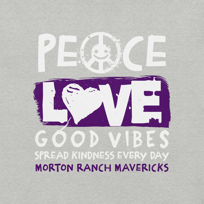 Close-up view of Morton Ranch High School Mavericks Premium Grey Unisex T-shirt 240