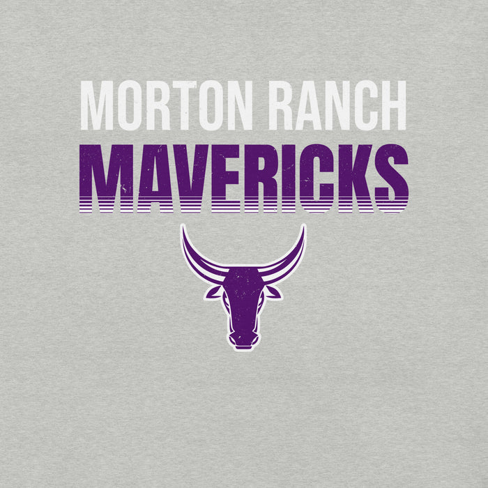 Close-up view of Morton Ranch High School Mavericks Premium Grey Unisex T-shirt 024