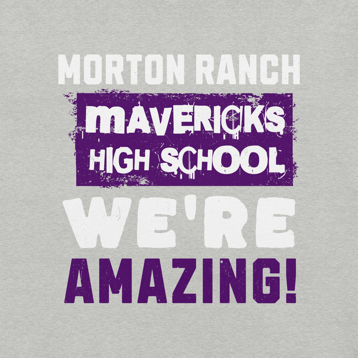 Close-up view of Morton Ranch High School Mavericks Premium Grey Unisex T-shirt 231