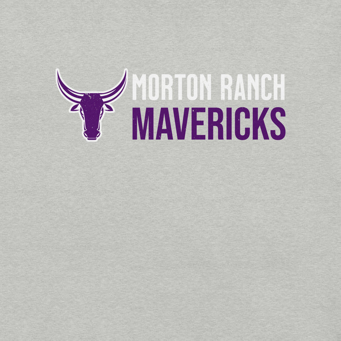 Close-up view of Morton Ranch High School Mavericks Premium Grey Unisex T-shirt 200
