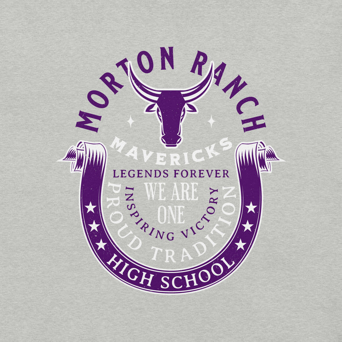 Close-up view of Morton Ranch High School Mavericks Premium Grey Unisex T-shirt 229