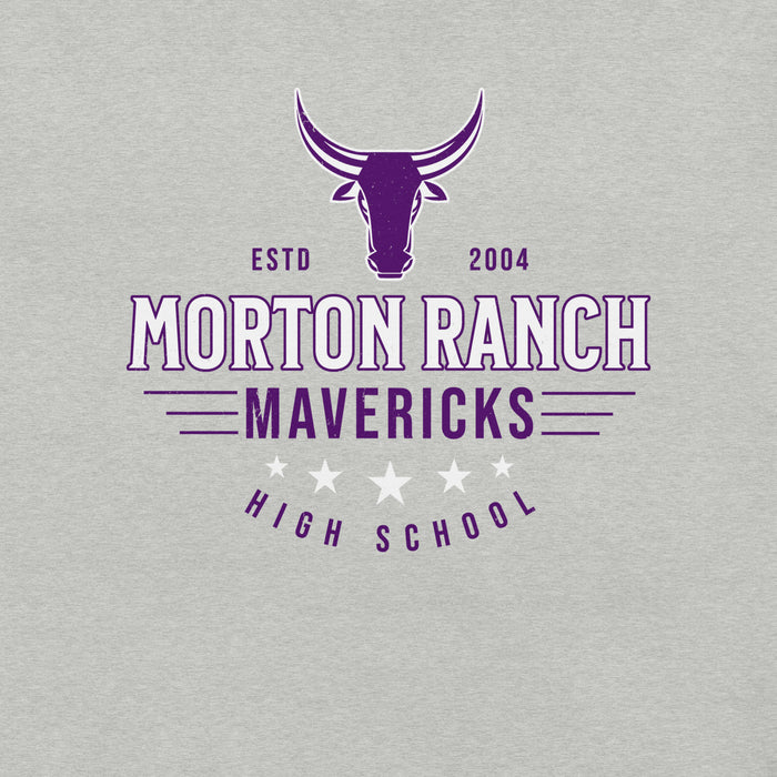 Close-up view of Morton Ranch High School Mavericks Premium Grey Unisex T-shirt 217