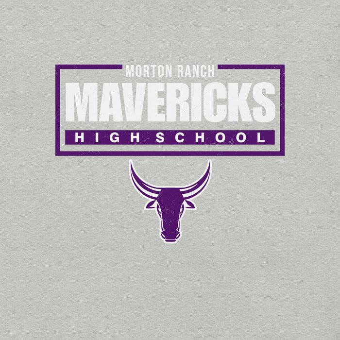 Close-up view of Morton Ranch High School Mavericks Premium Grey Unisex T-shirt 049